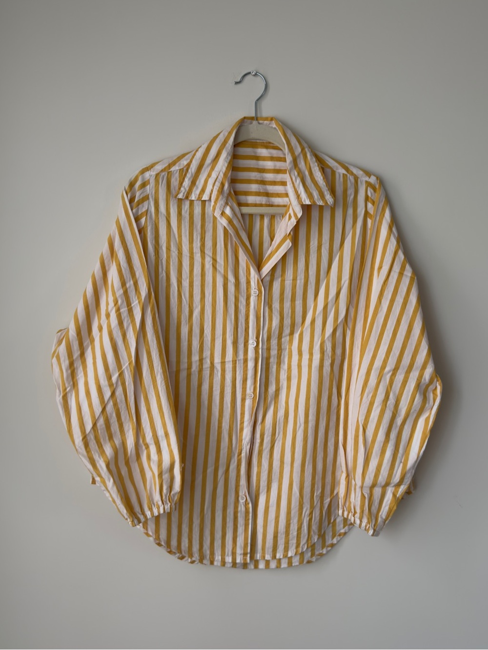 Faithfull the Brand Yellow and White Striped Button-Down Blouse - Picture 2 of 5